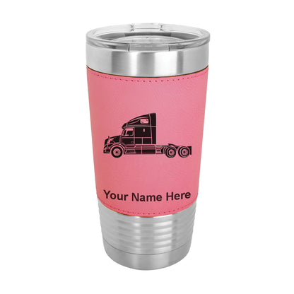 20oz Faux Leather Tumbler Mug, Truck Cab, Personalized Engraving Included