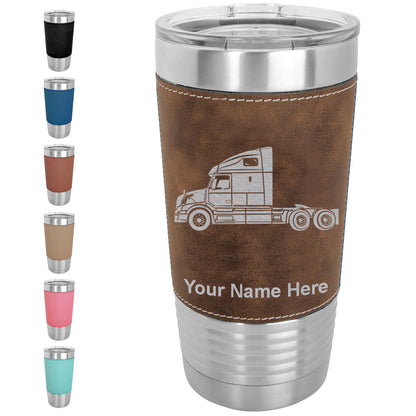 20oz Faux Leather Tumbler Mug, Truck Cab, Personalized Engraving Included