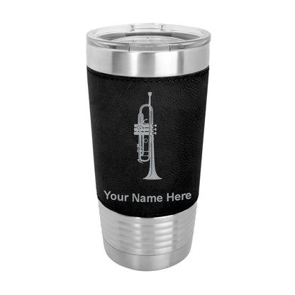 20oz Faux Leather Tumbler Mug, Trumpet, Personalized Engraving Included