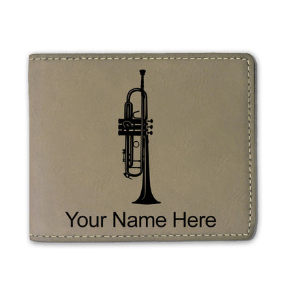 Faux Leather Bi-Fold Wallet, Trumpet, Personalized Engraving Included