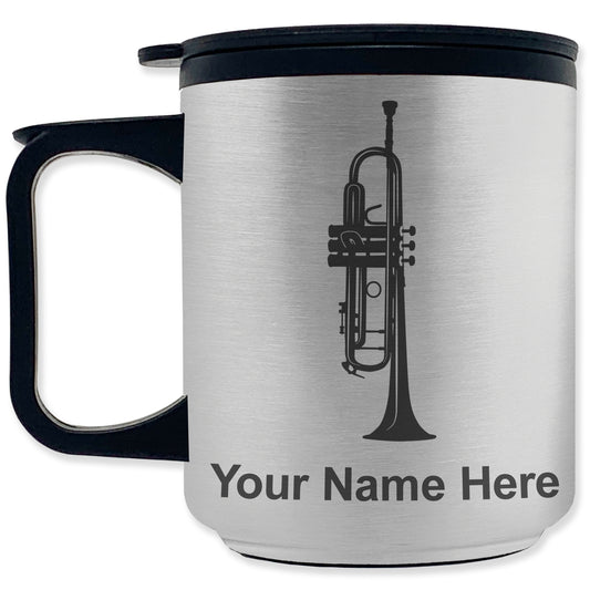 Coffee Travel Mug, Trumpet, Personalized Engraving Included