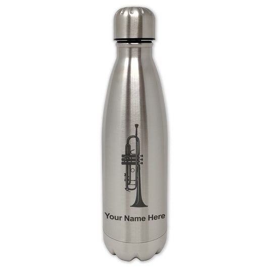 LaserGram Single Wall Water Bottle, Trumpet, Personalized Engraving Included
