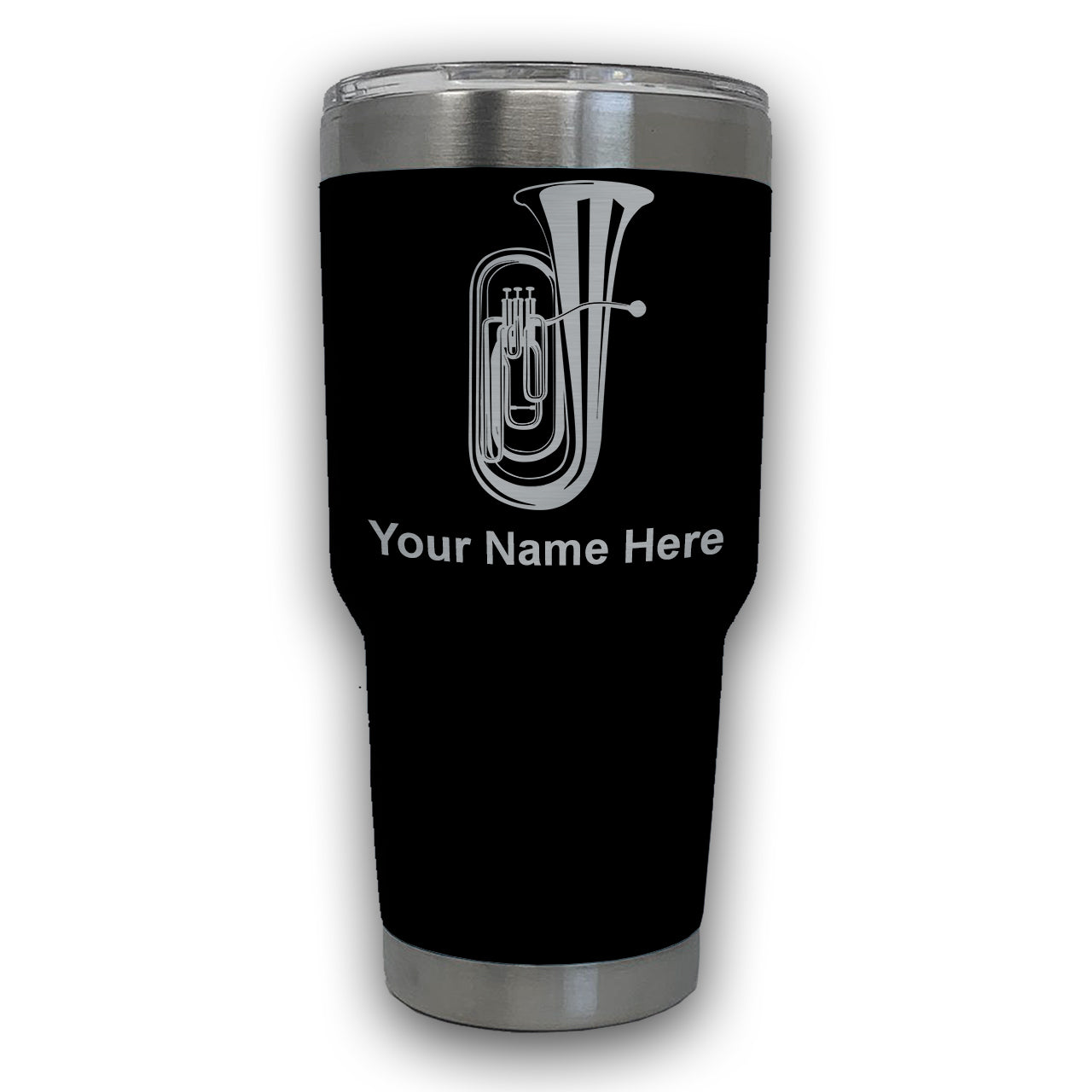 LaserGram 30oz Tumbler Mug, Tuba, Personalized Engraving Included