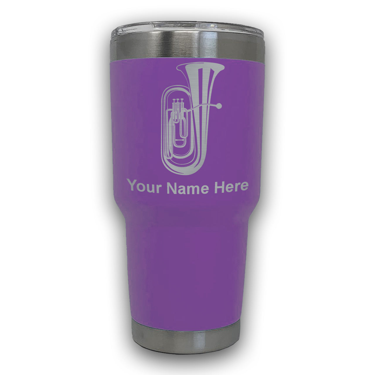 LaserGram 30oz Tumbler Mug, Tuba, Personalized Engraving Included