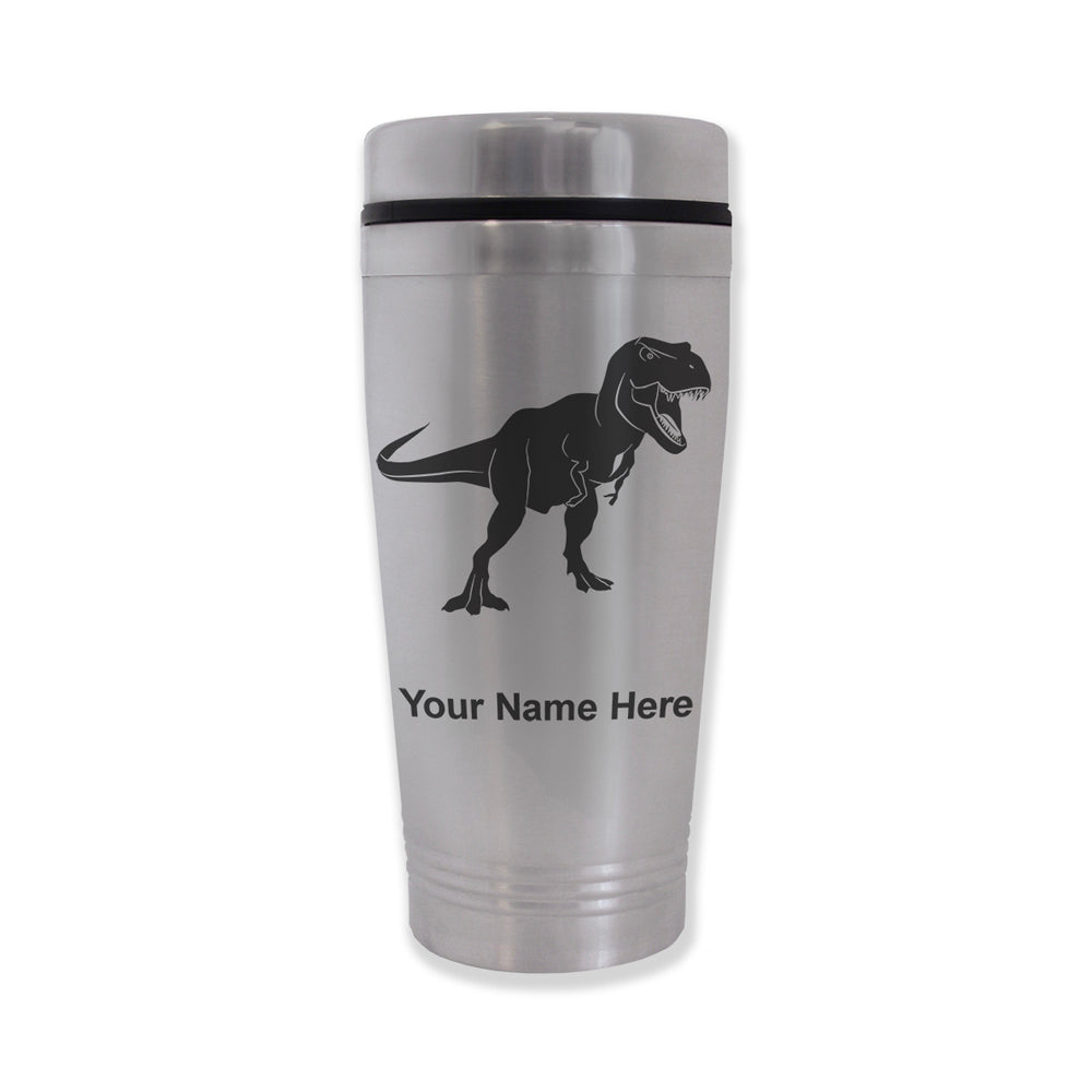 Commuter Travel Mug, Tyrannosaurus Rex Dinosaur, Personalized Engraving Included