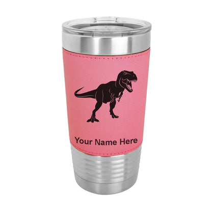20oz Faux Leather Tumbler Mug, Tyrannosaurus Rex Dinosaur, Personalized Engraving Included