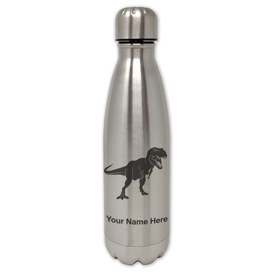 LaserGram Single Wall Water Bottle, Tyrannosaurus Rex Dinosaur, Personalized Engraving Included