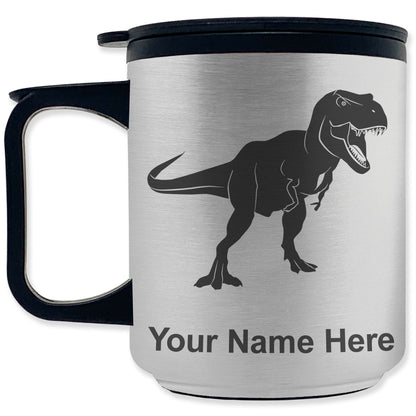 Coffee Travel Mug, Tyrannosaurus Rex Dinosaur, Personalized Engraving Included