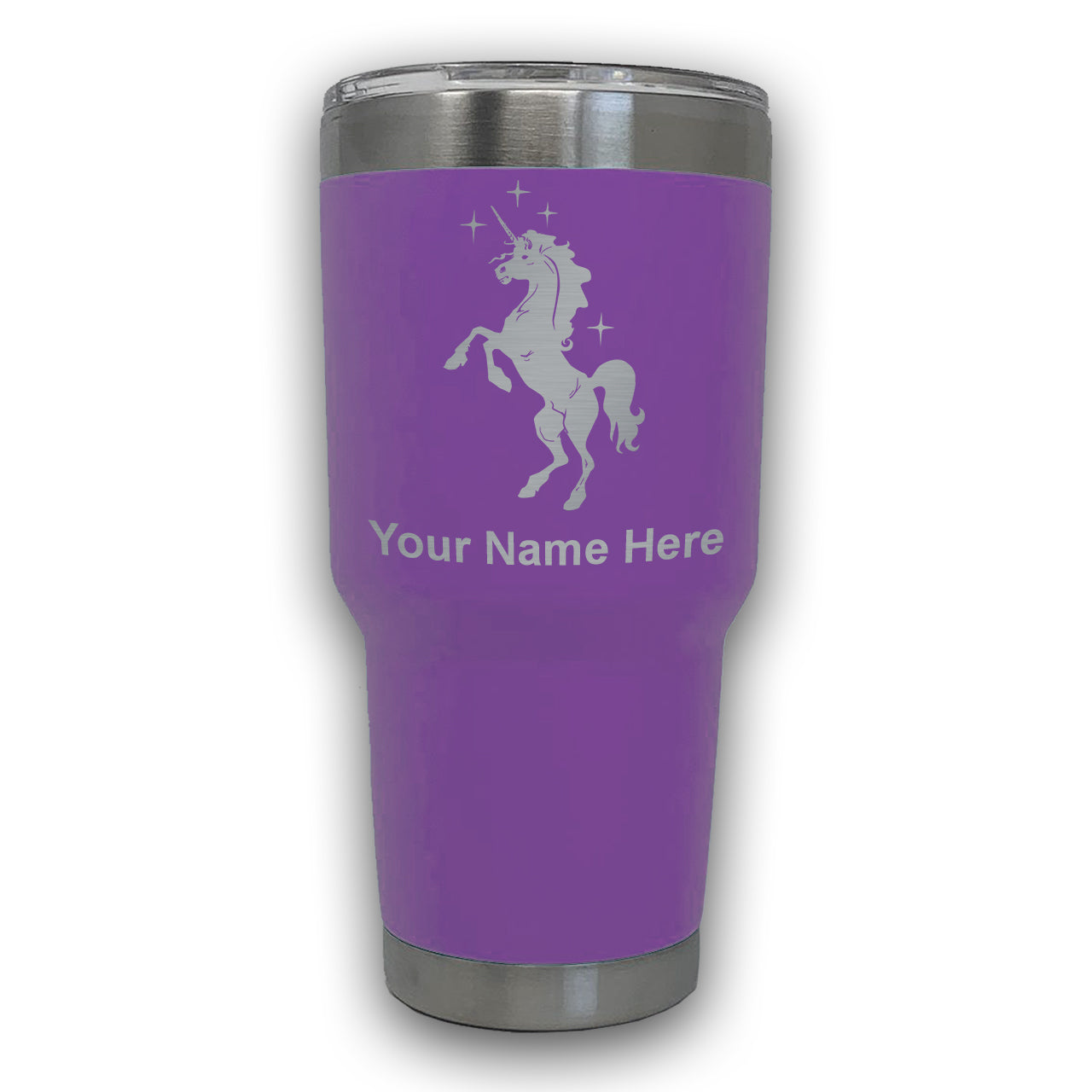 LaserGram 30oz Tumbler Mug, Unicorn, Personalized Engraving Included