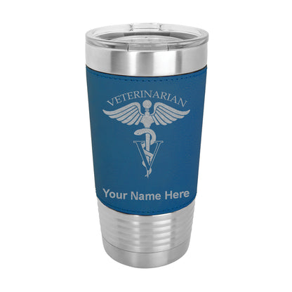 20oz Faux Leather Tumbler Mug, Veterinarian, Personalized Engraving Included