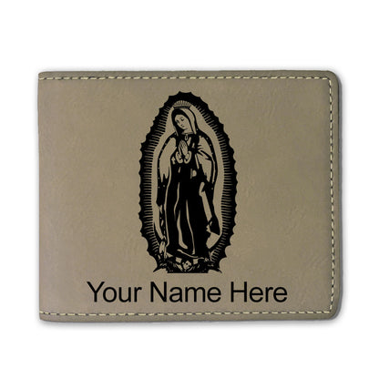 Faux Leather Bi-Fold Wallet, Virgen de Guadalupe, Personalized Engraving Included