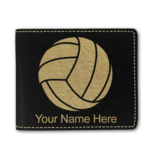 Load image into Gallery viewer, Faux Leather Bi-Fold Wallet, Volleyball Ball, Personalized Engraving Included
