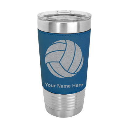 20oz Faux Leather Tumbler Mug, Volleyball Ball, Personalized Engraving Included