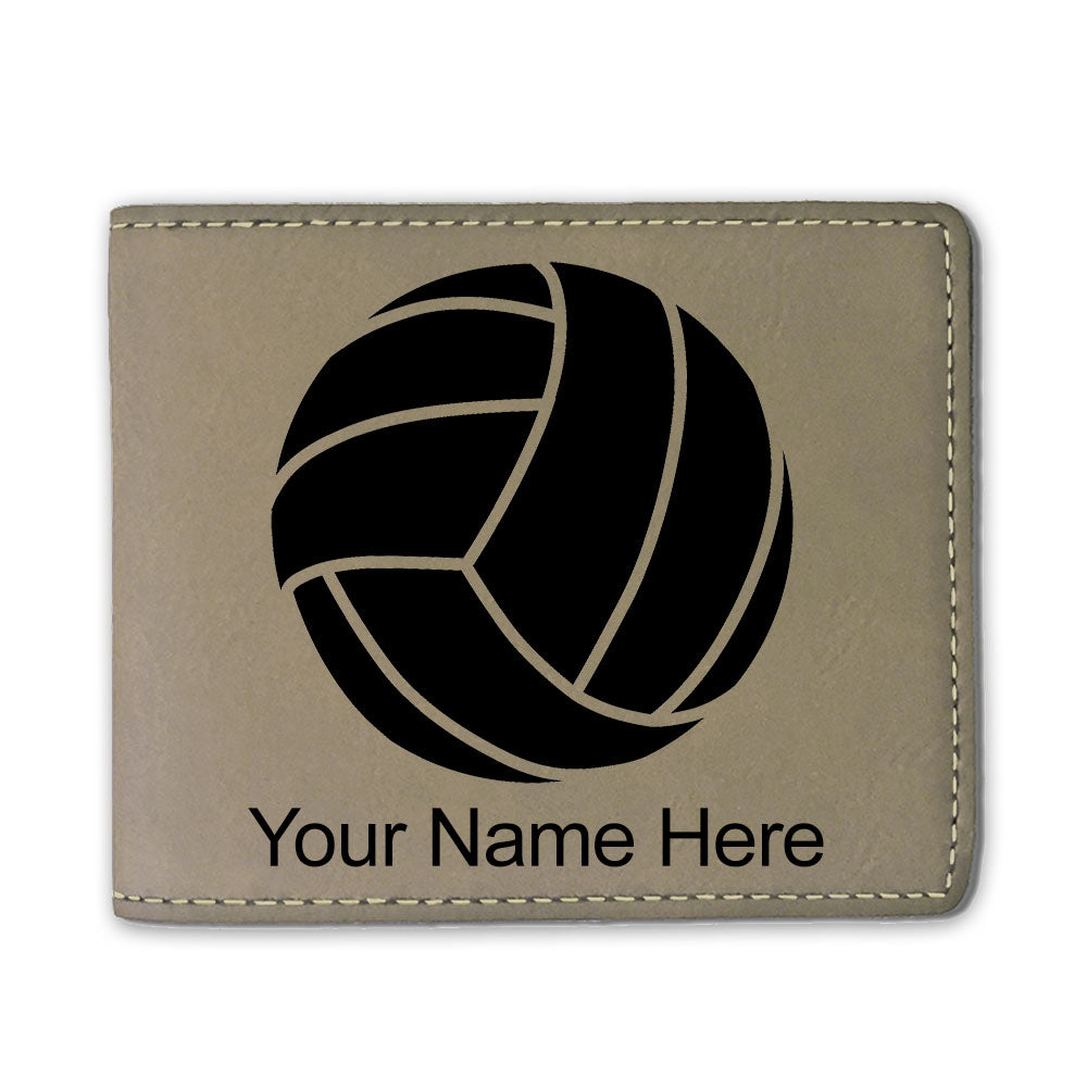 Faux Leather Bi-Fold Wallet, Volleyball Ball, Personalized Engraving Included