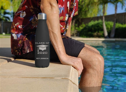 LaserGram Double Wall Water Bottle, Military Soldier, Personalized Engraving Included