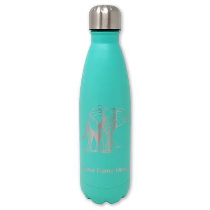 LaserGram Double Wall Water Bottle, African Elephant, Personalized Engraving Included