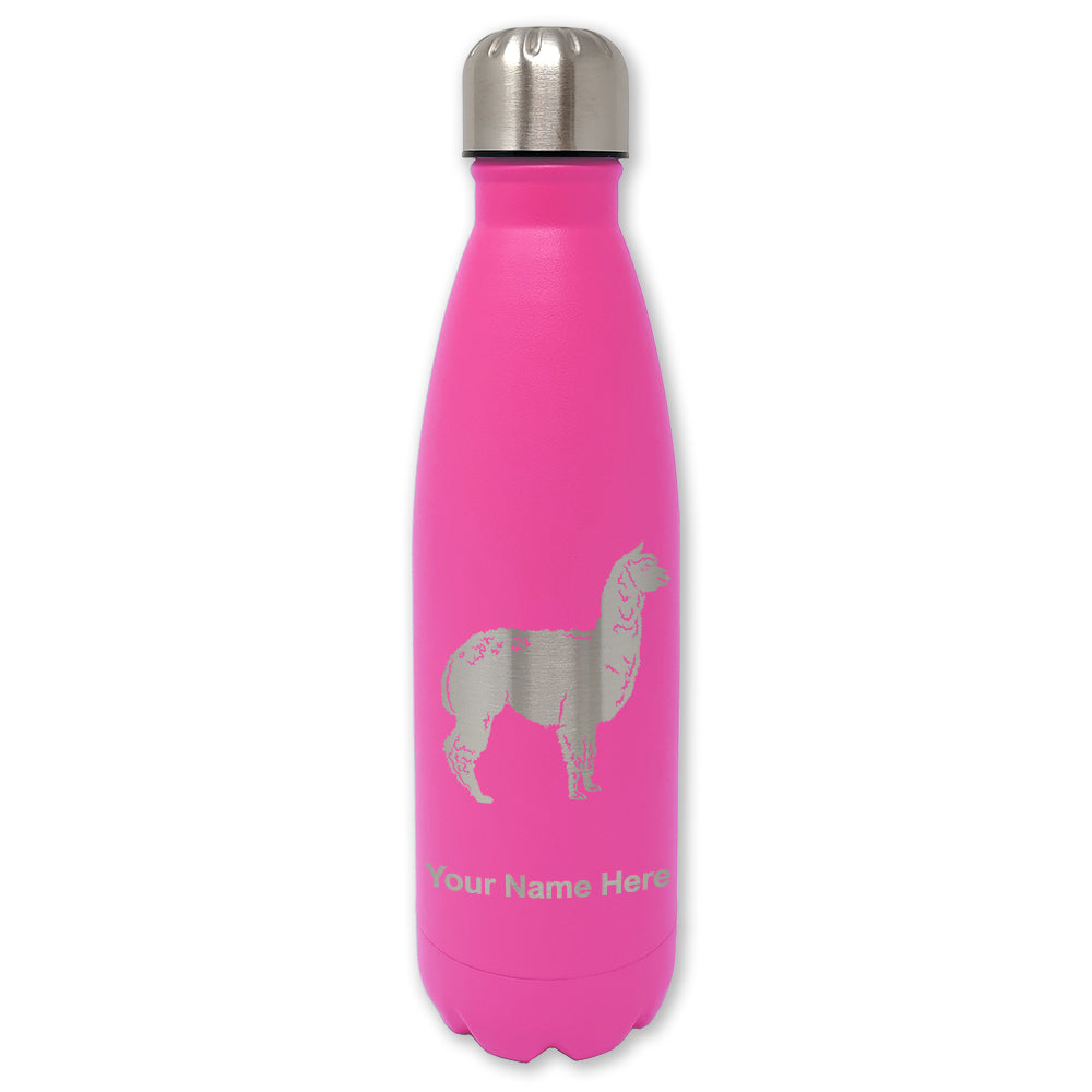 LaserGram Double Wall Water Bottle, Alpaca, Personalized Engraving Included