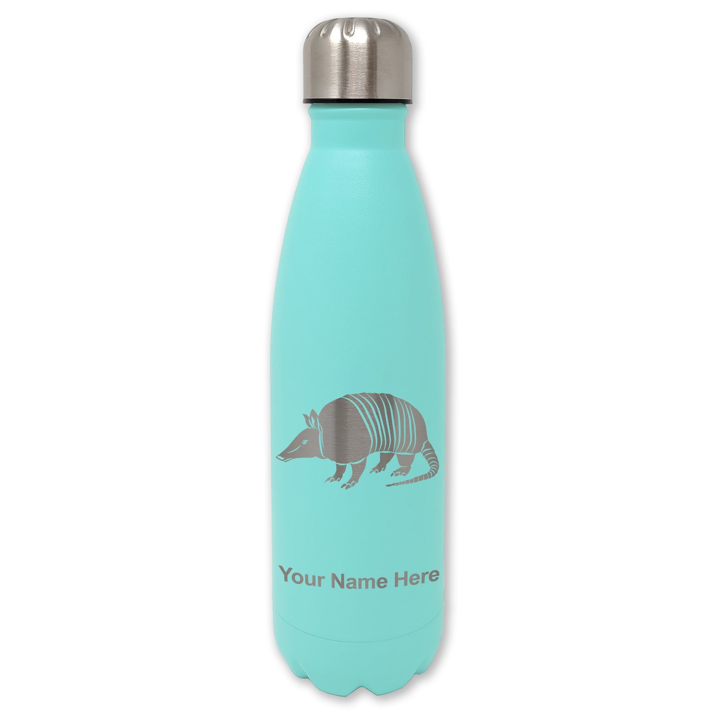 LaserGram Double Wall Water Bottle, Armadillo, Personalized Engraving Included