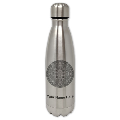 LaserGram Double Wall Water Bottle, Aztec Calendar, Personalized Engraving Included