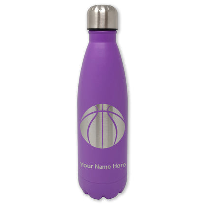 LaserGram Double Wall Water Bottle, Basketball Ball, Personalized Engraving Included