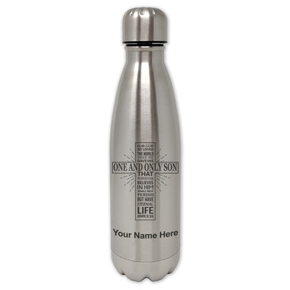 LaserGram Double Wall Water Bottle, Bible Verse John 3-16, Personalized Engraving Included