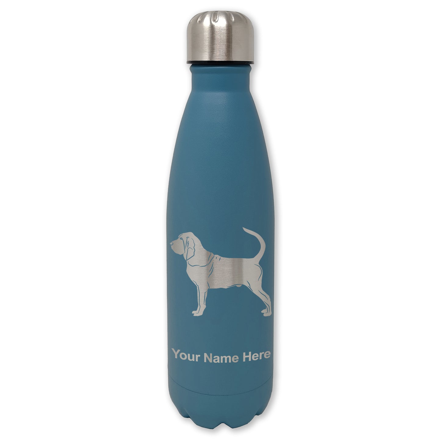 LaserGram Double Wall Water Bottle, Bloodhound Dog, Personalized Engraving Included