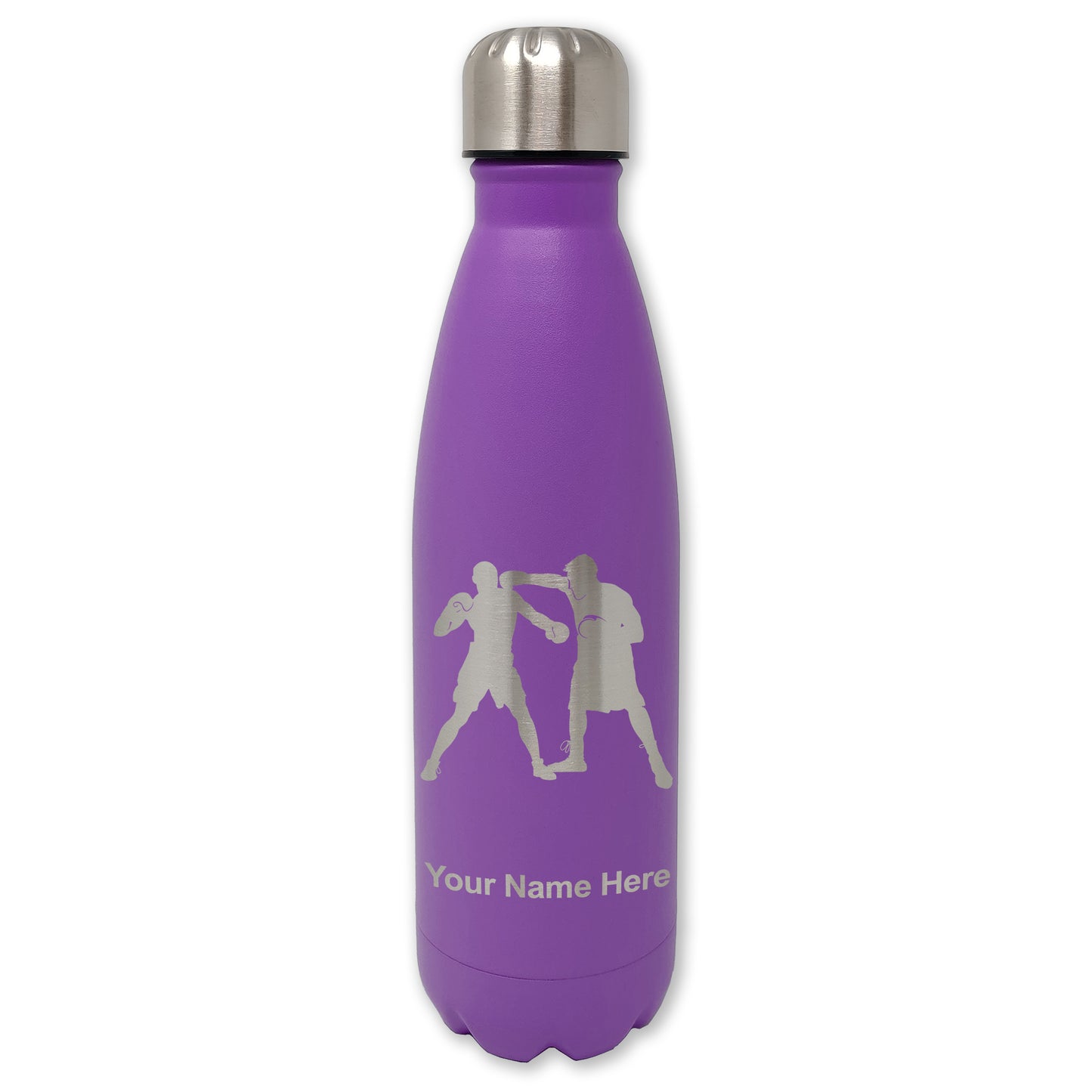 LaserGram Double Wall Water Bottle, Boxers Boxing, Personalized Engraving Included