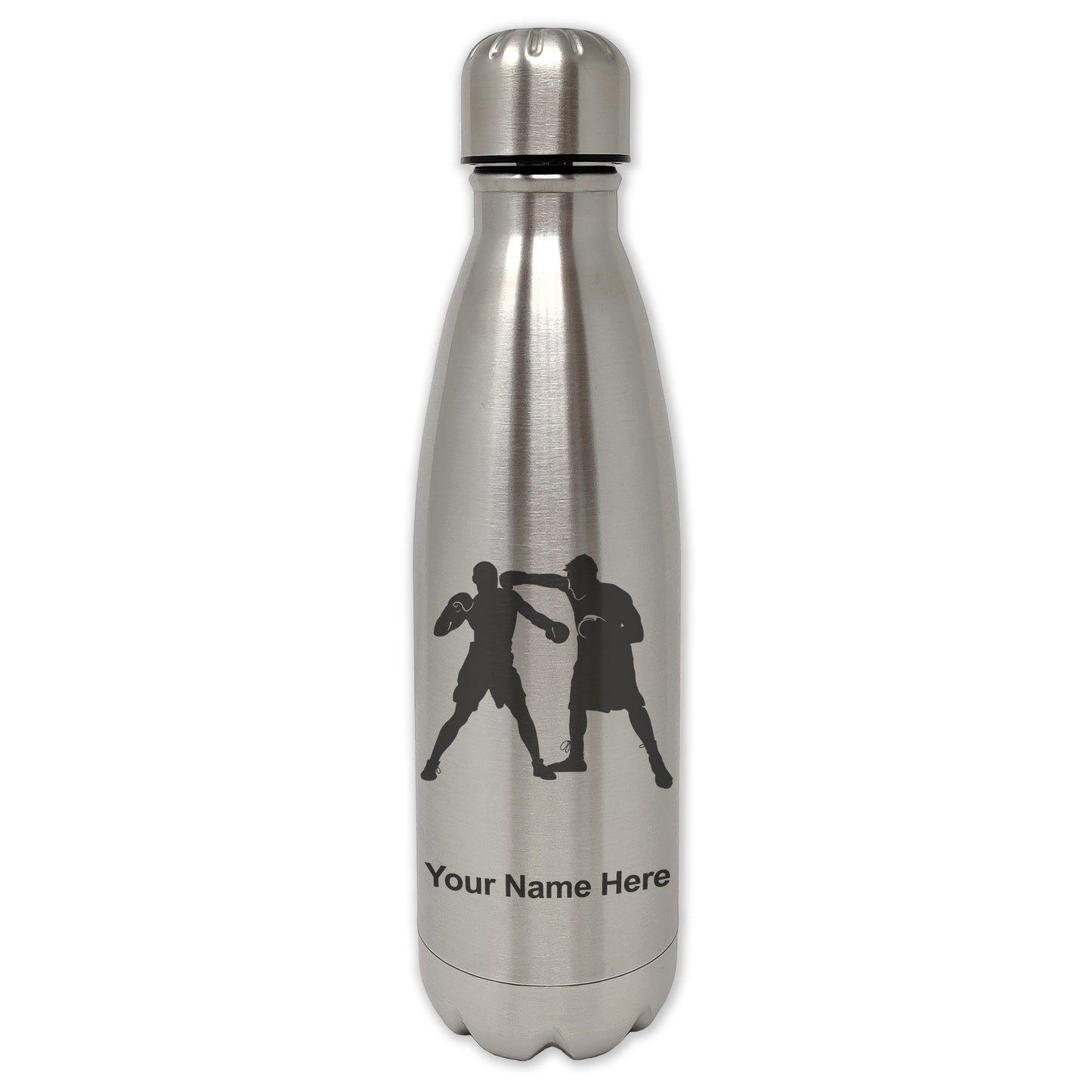 LaserGram Double Wall Water Bottle, Boxers Boxing, Personalized Engraving Included