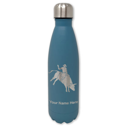 LaserGram Double Wall Water Bottle, Bull Rider Cowboy, Personalized Engraving Included