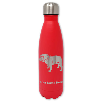 LaserGram Double Wall Water Bottle, Bulldog Dog, Personalized Engraving Included