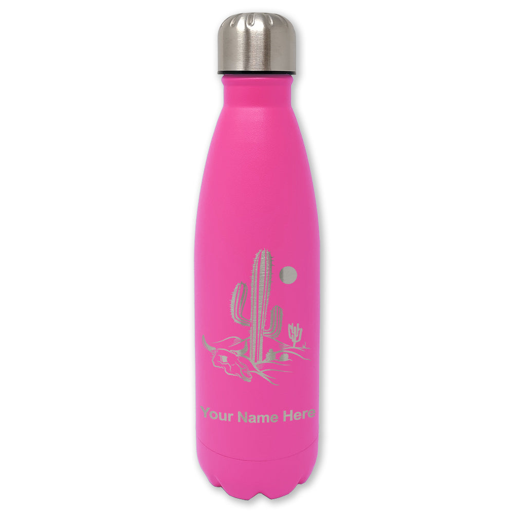 LaserGram Double Wall Water Bottle, Cactus, Personalized Engraving Included