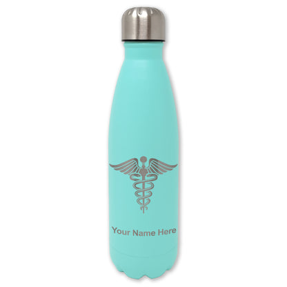 LaserGram Double Wall Water Bottle, Caduceus Medical Symbol, Personalized Engraving Included