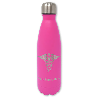 LaserGram Double Wall Water Bottle, Caduceus Medical Symbol, Personalized Engraving Included