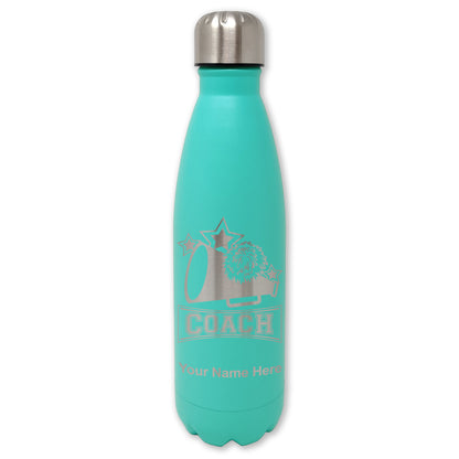 LaserGram Double Wall Water Bottle, Cheerleading Coach, Personalized Engraving Included
