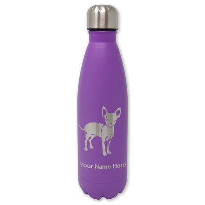LaserGram Double Wall Water Bottle, Chihuahua Dog, Personalized Engraving Included