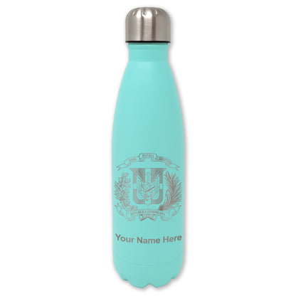 LaserGram Double Wall Water Bottle, Coat of Arms Dominican Republic, Personalized Engraving Included