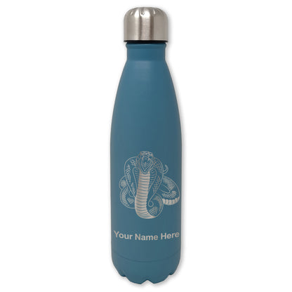 LaserGram Double Wall Water Bottle, Cobra Snake, Personalized Engraving Included