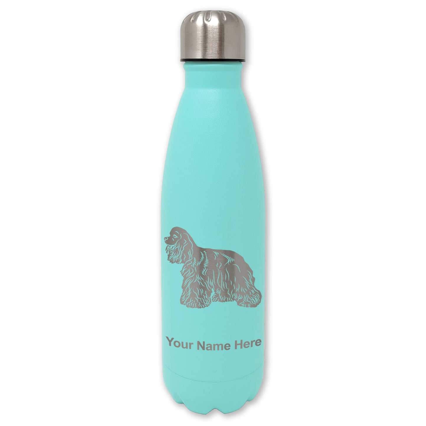 LaserGram Double Wall Water Bottle, Cocker Spaniel Dog, Personalized Engraving Included