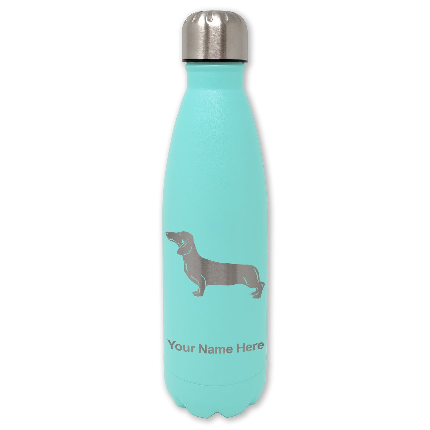 LaserGram Double Wall Water Bottle, Dachshund Dog, Personalized Engraving Included