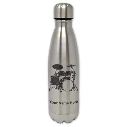LaserGram Double Wall Water Bottle, Drum Set, Personalized Engraving Included