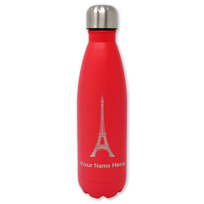 LaserGram Double Wall Water Bottle, Eiffel Tower, Personalized Engraving Included