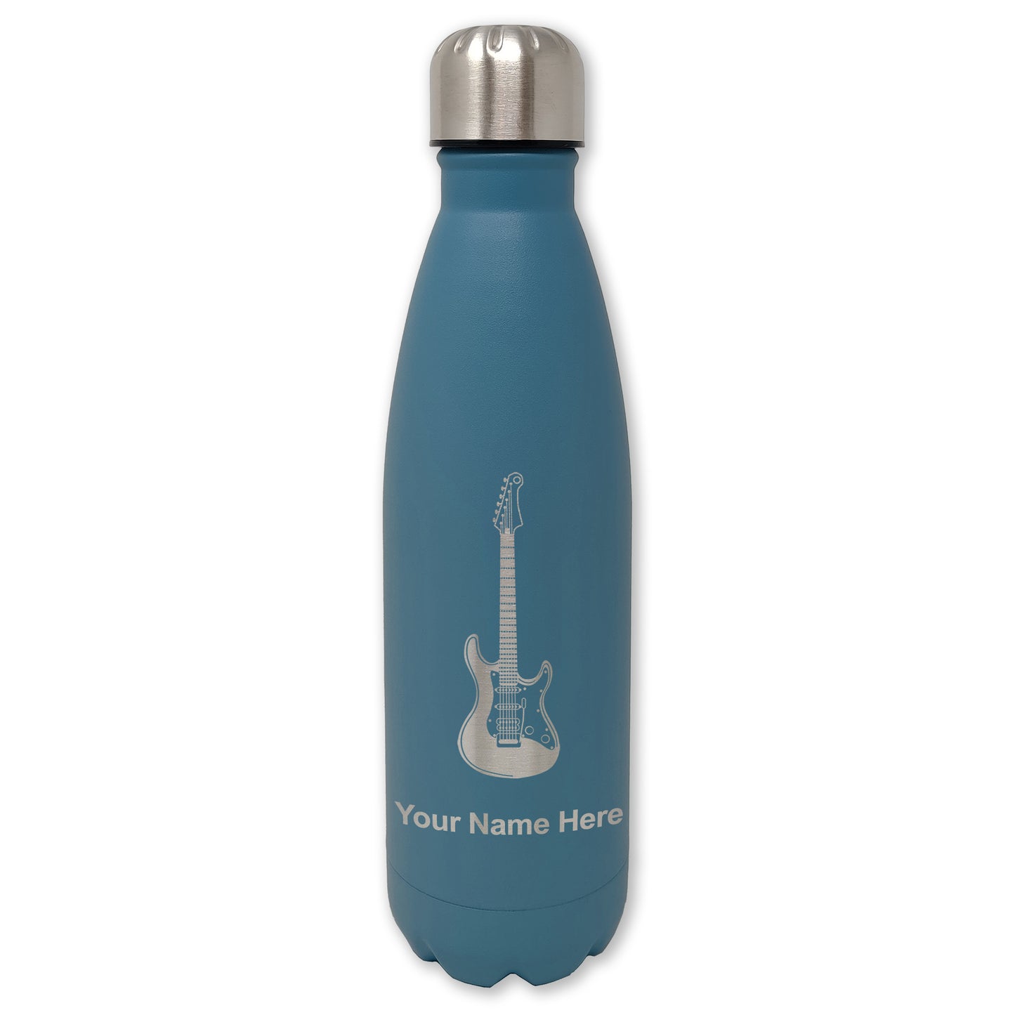 LaserGram Double Wall Water Bottle, Electric Guitar, Personalized Engraving Included