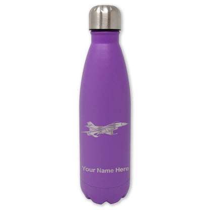 LaserGram Double Wall Water Bottle, Fighter Jet 1, Personalized Engraving Included