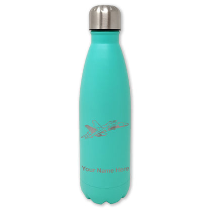 LaserGram Double Wall Water Bottle, Fighter Jet 2, Personalized Engraving Included
