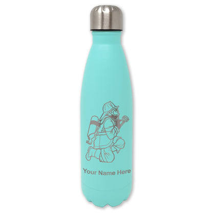 LaserGram Double Wall Water Bottle, Fireman with Hose, Personalized Engraving Included