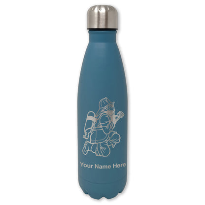 LaserGram Double Wall Water Bottle, Fireman with Hose, Personalized Engraving Included