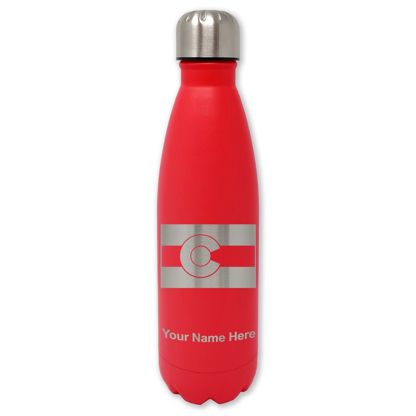 LaserGram Double Wall Water Bottle, Flag of Colorado, Personalized Engraving Included