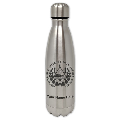 LaserGram Double Wall Water Bottle, Flag of El Salvador, Personalized Engraving Included