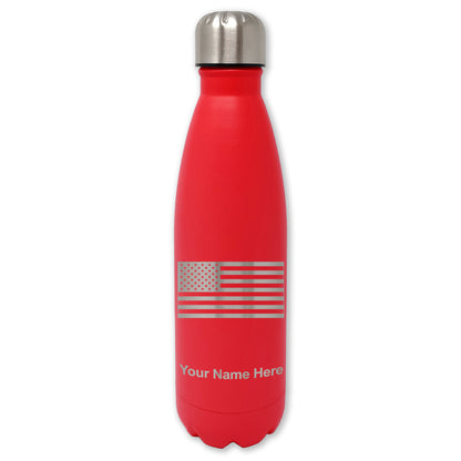 LaserGram Double Wall Water Bottle, Flag of the United States, Personalized Engraving Included