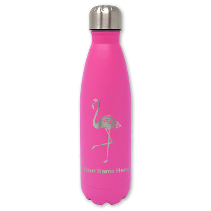 LaserGram Double Wall Water Bottle, Flamingo, Personalized Engraving Included